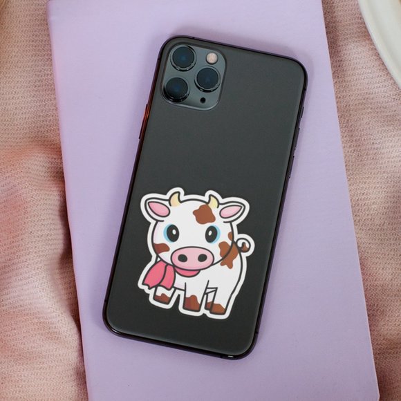 5/$15 Cow Sticker, Illustrated Kawaii Cow Decal, Cute Animal Stickers, Vinyl - Picture 4 of 4